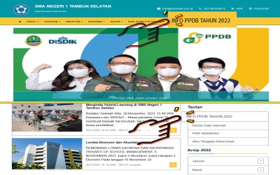 Akses Informasi PPDB JABAR 2022 dihalaman Website SMAN 1 Tambun Selatan